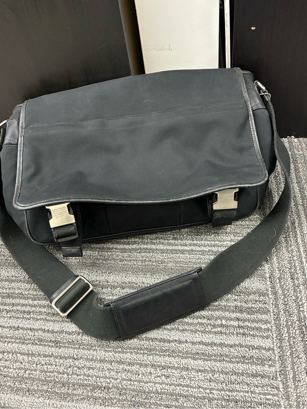 Coach Black Nylon Messenger Bag with Leather Trim - Picture 2 of 5